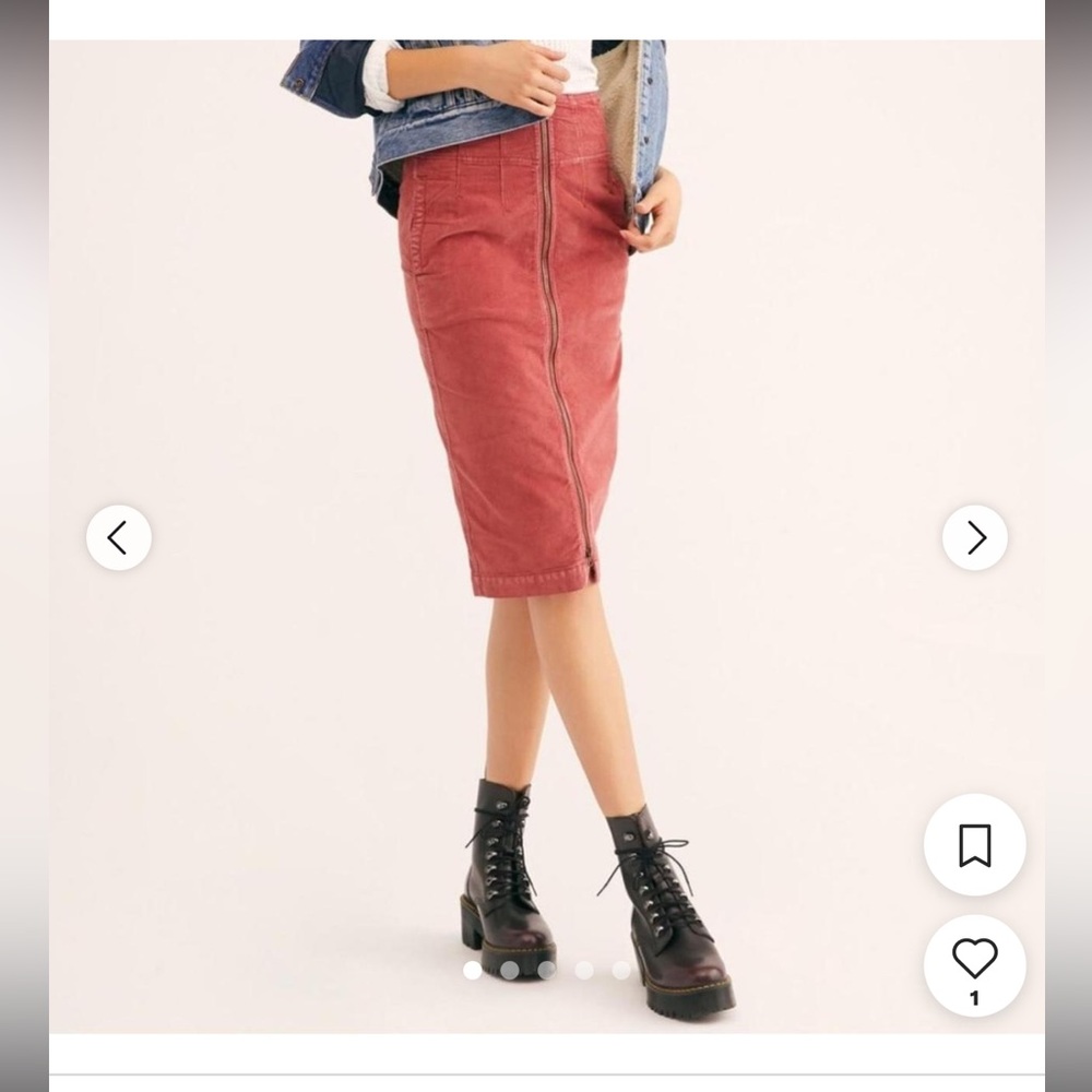 Free People 31 NWT Poppy Red Size 31 Corduroy Skirt We the Free